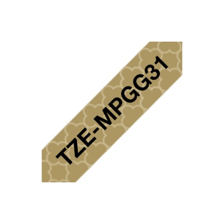 Brother originální páska do tiskárny štítků, Brother, TZE-MPGG31, černý tisk/zlatý podklad, 4m, 12mm, geometrický vzorek
