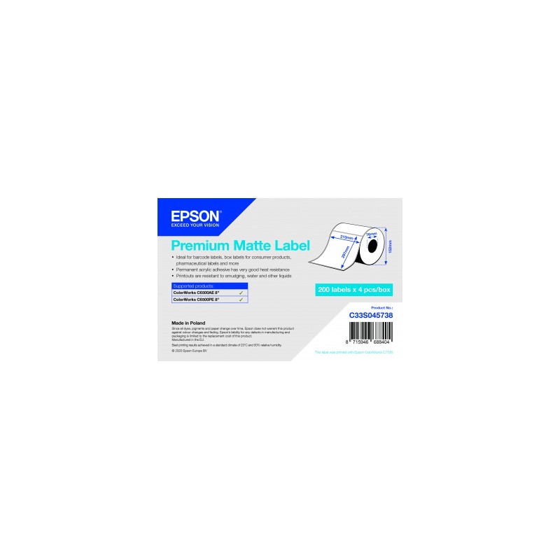 Epson Premium Matte Label Die Cutroll/210MMX297MM 200 Labels