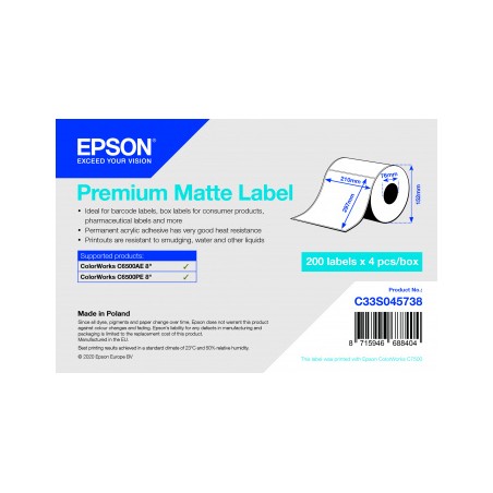 Epson Premium Matte Label Die Cutroll/210MMX297MM 200 Labels
