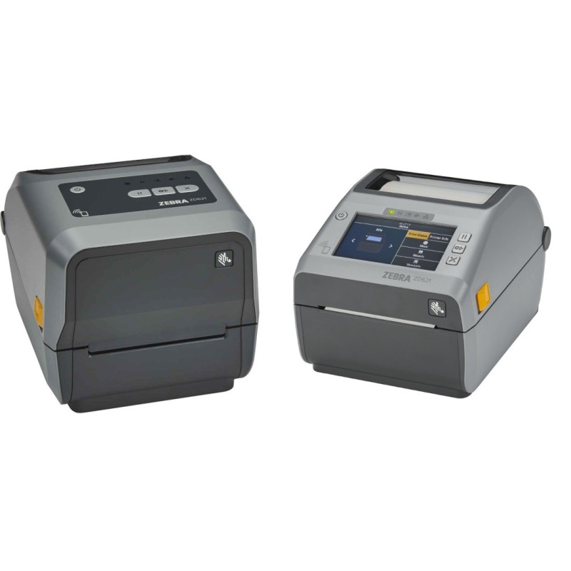 Thermal Transfer Printer (74/300M) ZD621 300 dpi, USB, USB Host, Ethernet, Serial, BTLE5, Cutter, EU and UK Cords, Swiss Font