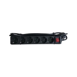 SOCKET STRIP 6S PVC 1.5M BK ECO/16A/3680W