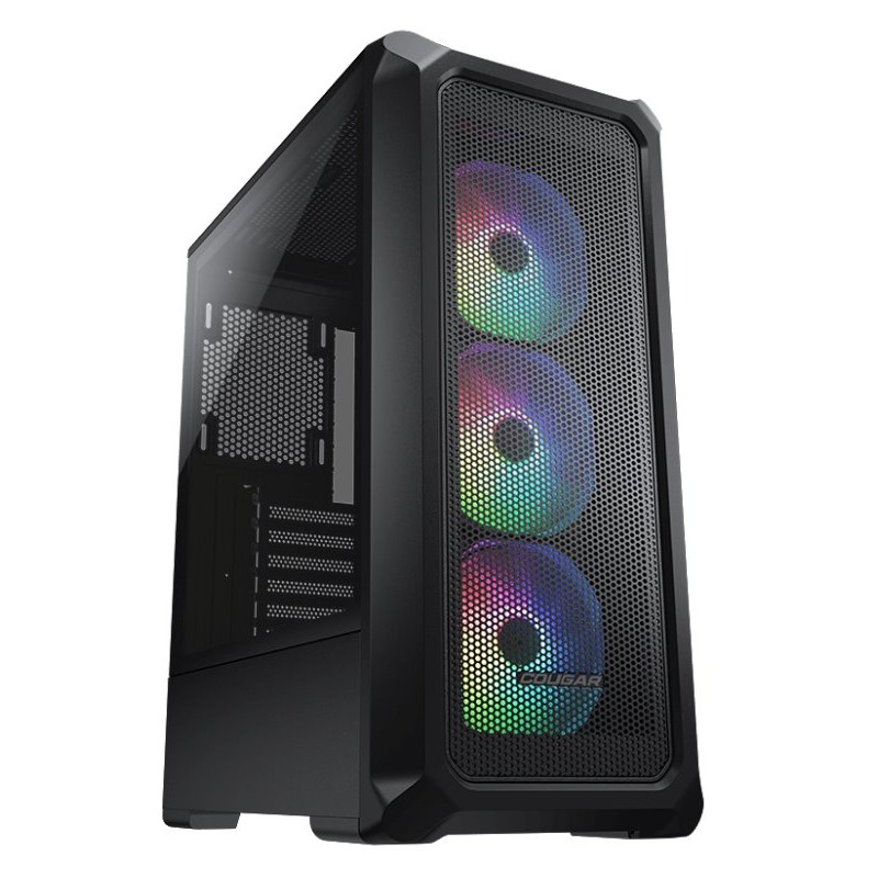 COUGAR PC skříň ARCHON 2 Mesh RGB Black Mid Tower Mesh Front Panel 3 x ARGB Fans 3mm TG Left Panel