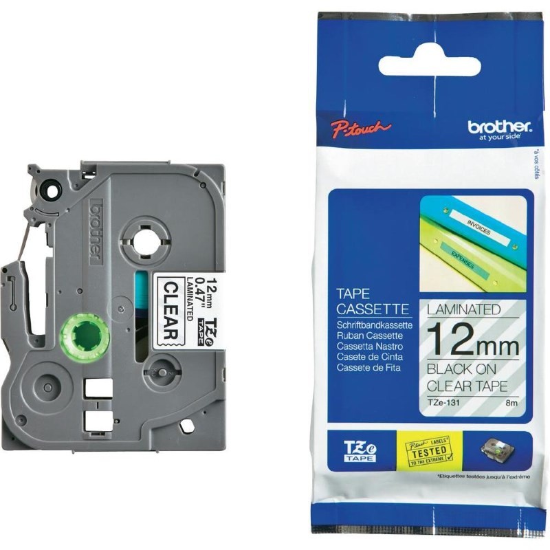 BROTHER TZE131 - kazeta TZ šířky 12mm, laminovaná TZE-131, průsvitná/černé písmo