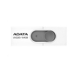 ADATA Flash Disk 64GB UV220, USB 2.0 Dash Drive, bílá/šedá