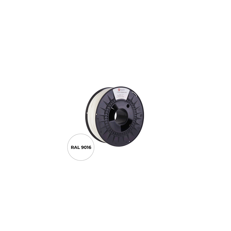 Filament C-TECH PREMIUM LINE, TPU 90A, flexibilní, dopravní bílá, RAL9003, 1,75mm, 1kg
