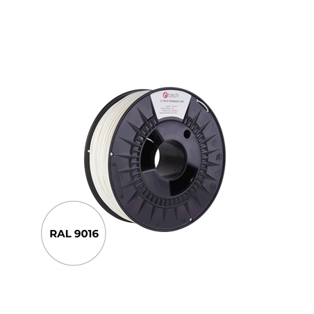 Filament C-TECH PREMIUM LINE, TPU 90A, flexibilní, dopravní bílá, RAL9003, 1,75mm, 1kg