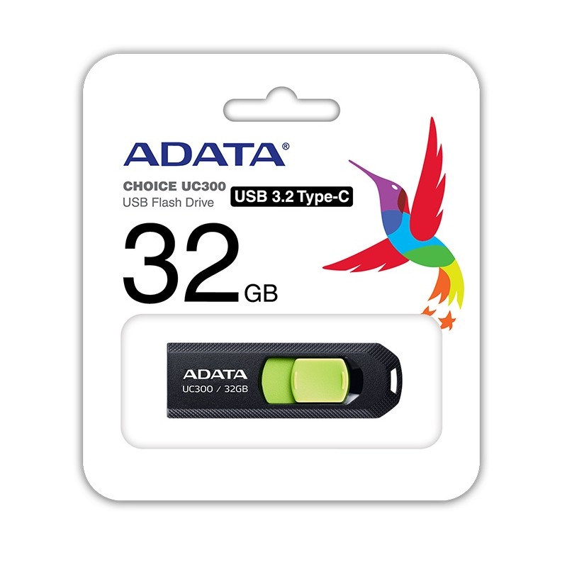ADATA Flash Disk 32GB UC300, USB-C 3.2, černo-zelená