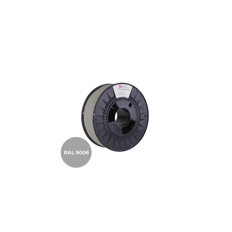 Tisková struna (filament) C-TECH PREMIUM LINE, PLA, bílý hliník, RAL9006, 1,75mm, 1kg