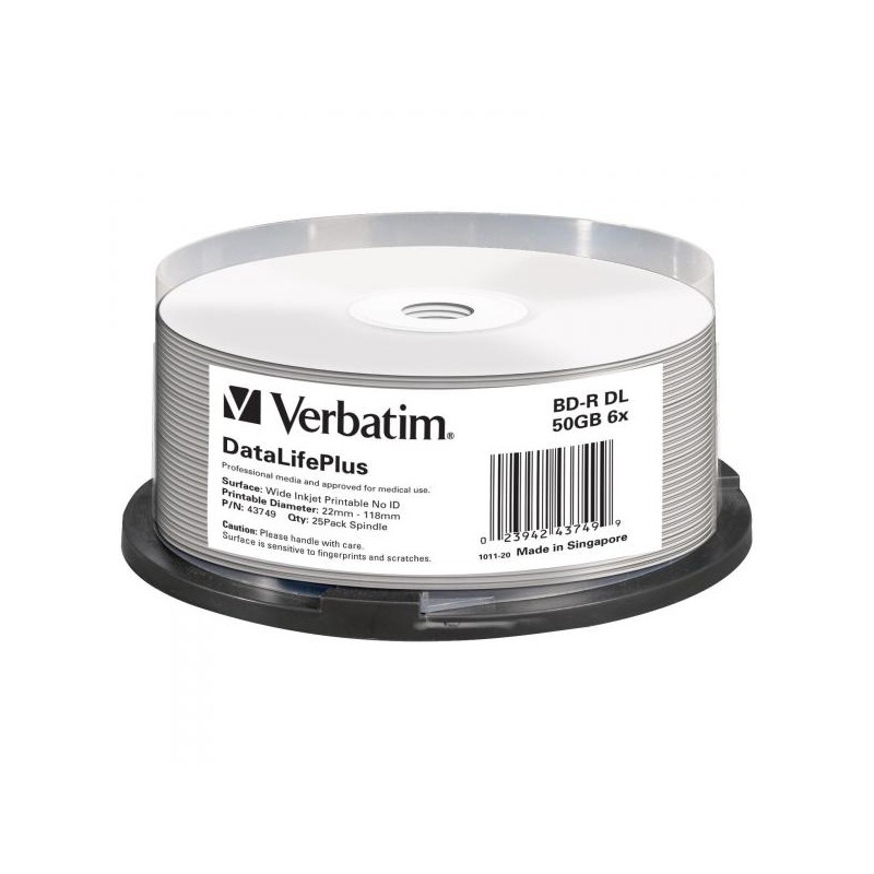 Verbatim Blu-ray BD-R DL 50GB 6x WIDE Profesional Printable 25-cake NON-ID