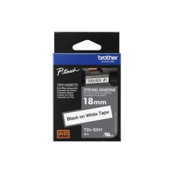 BROTHER TZES241 - kazeta TZ šířky 18mm, extrémně adhesivní lamino TZE-S241, bílá/černé písmo
