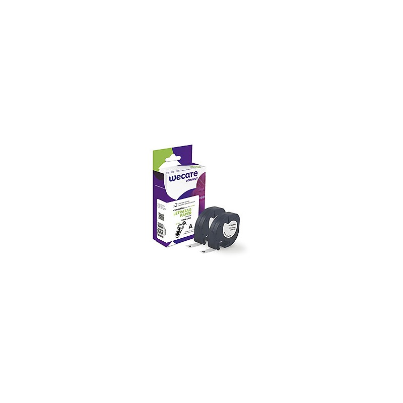 WECARE ARMOR páska kompatibilní s DYMO S0721510,Black/White,2*12mm*4m