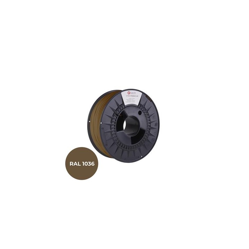 Tisková struna (filament) C-TECH PREMIUM LINE, PETG, perleťová zlatá, RAL1036, 1,75mm, 1kg
