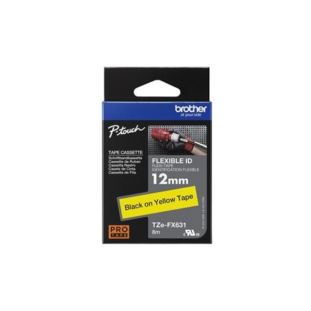 BROTHER TZEFX631 - kazeta TZ šírky 12mm, flexibilní lamino páskou TZE-FX631, žlutá/černé písmo