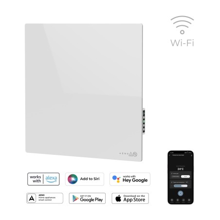 AENO GH11s Quadro Chytré Topení, infrared + konvekce, tvrzené sklo, 500W, 50x50cm, Bílá - mírně poškozený obal