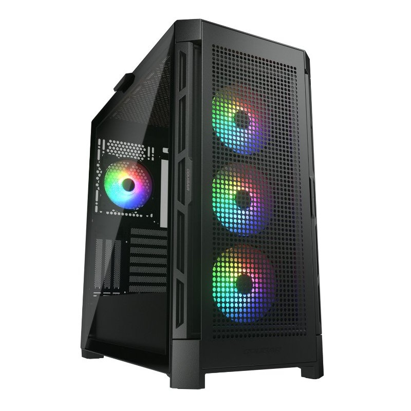 COUGAR PC skříň DUOFACE Pro RGB Black Mid Tower TG & Airflow Front Panel 4 x ARGB Fans TG Left Panel