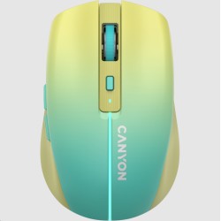 CANYON myš optická bezdrátová MW-44, LED Backlight, 800/1200/1600 dpi, 8 tl, BT+2,4GHz, bat 500mAh, žlutomodrá gradient