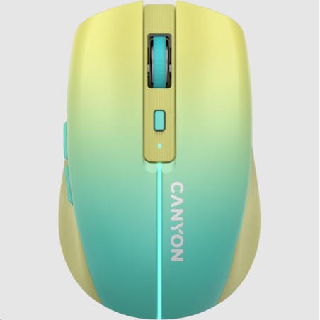 CANYON myš optická bezdrátová MW-44, LED Backlight, 800/1200/1600 dpi, 8 tl, BT+2,4GHz, bat 500mAh, žlutomodrá gradient