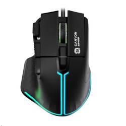 CANYON Herní drátová myš Fortnax GM-636, optická, RGB, až 20 000 DPI, 9tl. programovatelných, černá