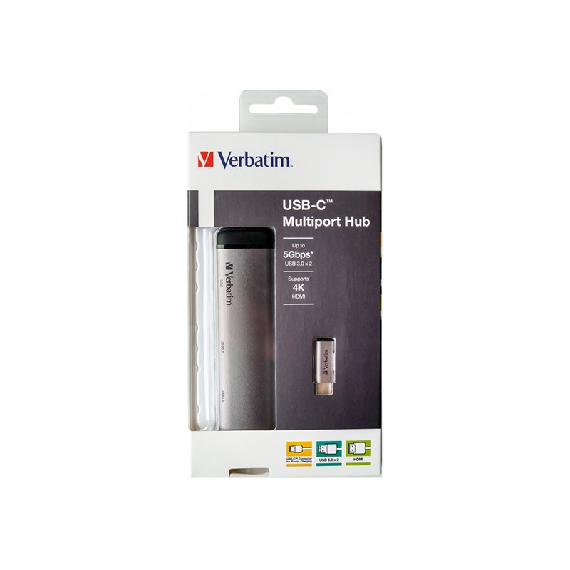 VERBATIM Dokovací stanice USB-C 4v1, 1x HDMI, 1xUSB-C, 2xUSB, šedá
