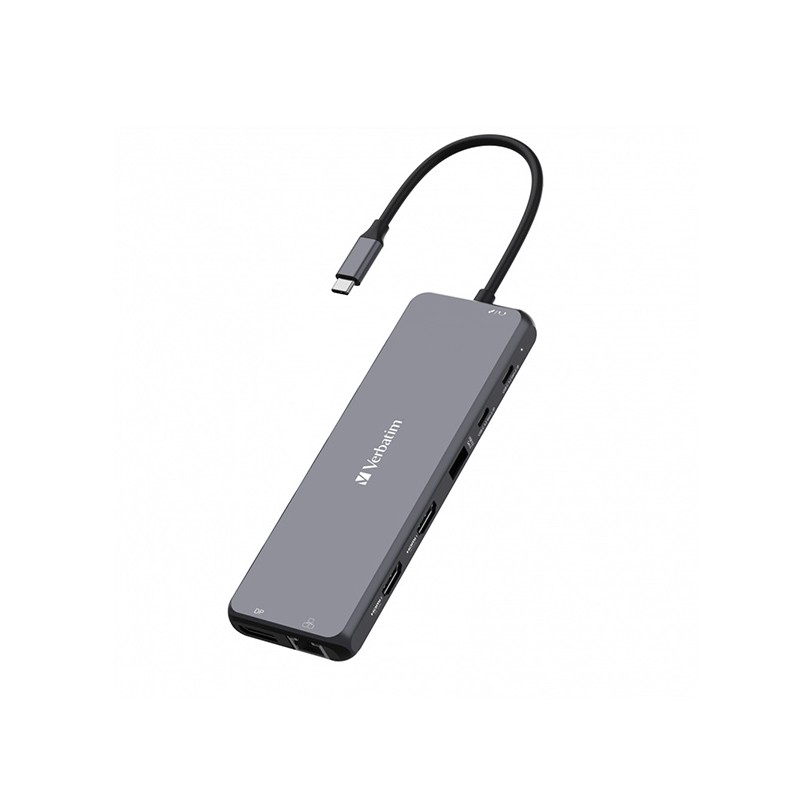 VERBATIM Hub USB-C Pro Multiport 13 Port, 6x USB-A, 2x USB-C, 2x HDMI, DP, RJ45, 3.5mm Jack audio, šedá