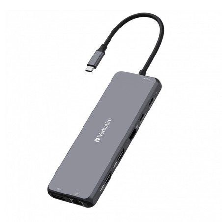 VERBATIM Hub USB-C Pro Multiport 13 Port, 6x USB-A, 2x USB-C, 2x HDMI, DP, RJ45, 3.5mm Jack audio, šedá