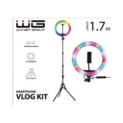 WG - Vlog Kit základní sada pro natáčení video blogů, s RGB LED světlem a tripodem 1,7 metru