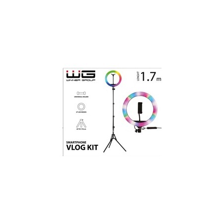 WG - Vlog Kit základní sada pro natáčení video blogů, s RGB LED světlem a tripodem 1,7 metru