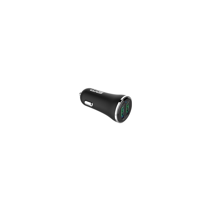 WG - Nabíječka do auta 2x USB-A 36W, QC 3.0 + QC 3.0, černá