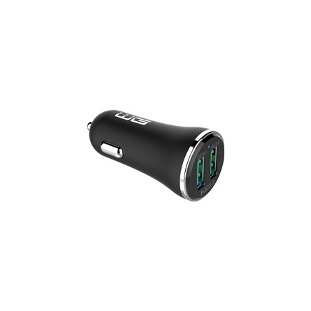 WG - Nabíječka do auta 2x USB-A 36W, QC 3.0 + QC 3.0, černá