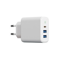 WG - Síťová nabíječka 3x USB, 1x USB-A QC 3.0 + 1x USB-A QC 3.0 + 1x USB-C PD 3.0, bílá
