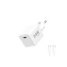 WG - Síťová nabíječka 1x USB-C PD 20W, 5V-9V-12V, kabel Type-C na Type-C, bílá