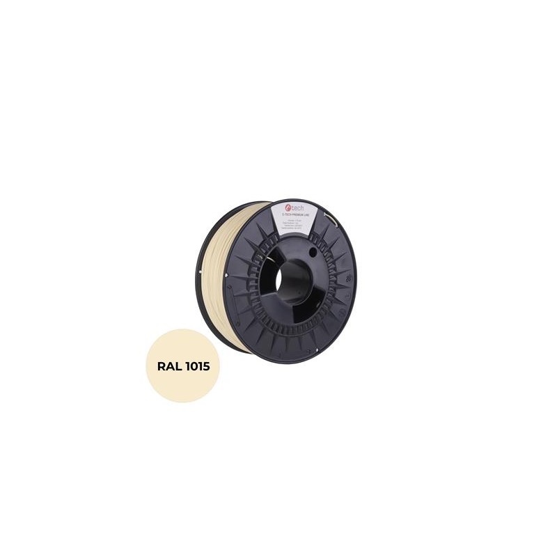 Tisková struna (filament) C-TECH PREMIUM LINE, PETG, slonová kost světlá, RAL1015, 1,75mm, 1kg