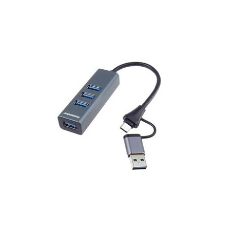 PremiumCord Hub 5G SuperSpeed, USB-C a USB-A na 4x USB-A 3.2 Gen 1
