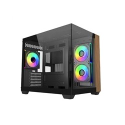 Cooler Master case Elite 481 Wood, mATX, Průhledná bočnice, 3x 120mm ARGB Fan, Černá