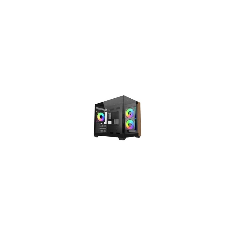 Cooler Master case Elite 481 Wood, mATX, Průhledná bočnice, 3x 120mm ARGB Fan, Černá