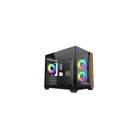 Cooler Master case Elite 481 Wood, mATX, Průhledná bočnice, 3x 120mm ARGB Fan, Černá