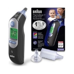 Braun IRT 6520 ThermoScan 7 bezdotykový teploměr, digitální, ušní, paměť na 9 měření, černá