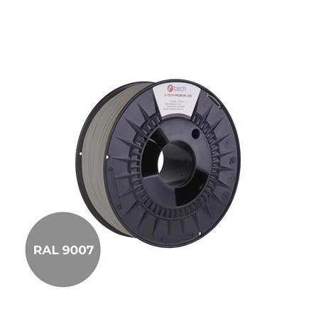 Tisková struna (filament) C-TECH PREMIUM LINE, PLA, šedý hliník, RAL9007, 1,75mm, 1kg