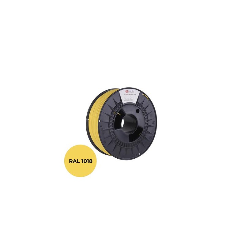 Tisková struna (filament) C-TECH PREMIUM LINE, PETG, zinková žlutá, RAL1018, 1,75mm, 1kg