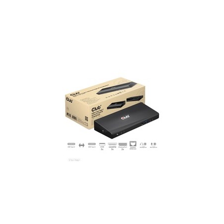 Club3D Dokovací stanice USB 3.2 typ C Universal Triple 4K (5xUSB/USB-C/3xHDMI/2xDP/Ethernet/Audio) s napájecím adaptérem