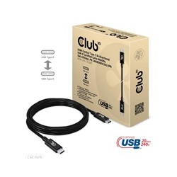 Club3D kabel USB4 Gen2x2 Typ-C, Oboustranný USB-IF Certifikovaný data kabel, Data 20Gbps, PD 240W(48V/5A) EPR M/M 2m