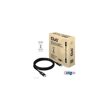 Club3D kabel USB4 Gen2x2 Typ-C, Oboustranný USB-IF Certifikovaný data kabel, Data 20Gbps, PD 240W(48V/5A) EPR M/M 2m