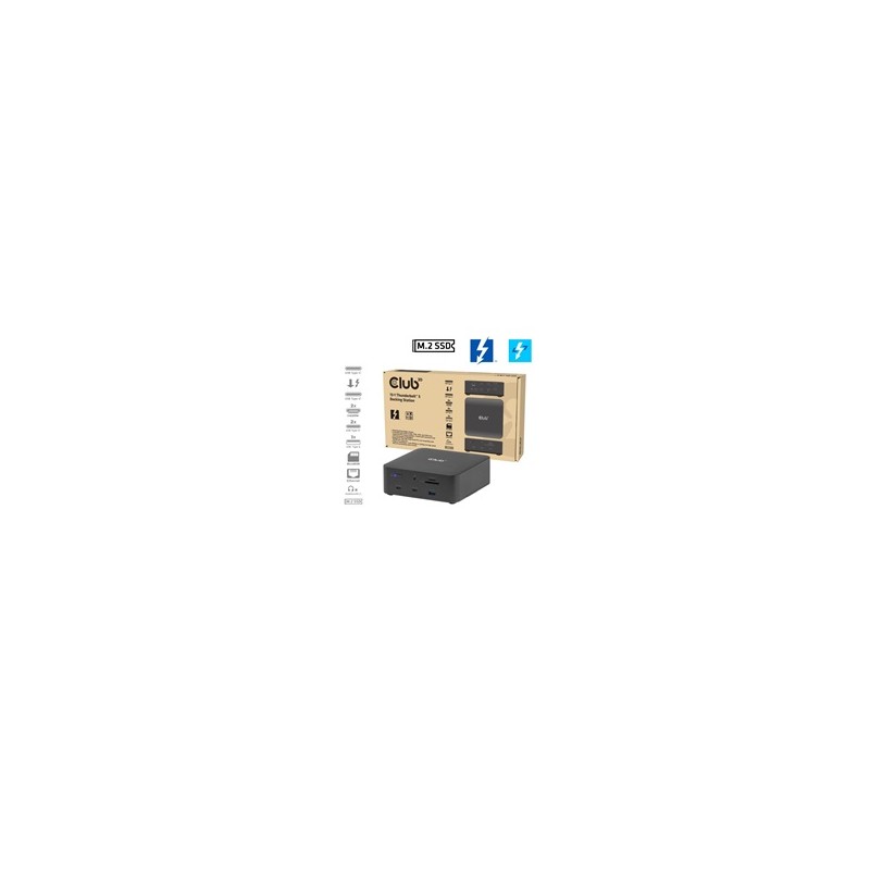 Club3D Dokovací stanice Thunderbolt 5 13v1, 1x M.2 SSD slot, 1xUSB-C TB5, 2xUSB-C,3xUSB-A,2xHDMI,1xmicroSD/SD,1xEthernet