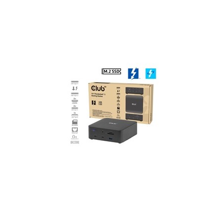 Club3D Dokovací stanice Thunderbolt 5 13v1, 1x M.2 SSD slot, 1xUSB-C TB5, 2xUSB-C,3xUSB-A,2xHDMI,1xmicroSD/SD,1xEthernet