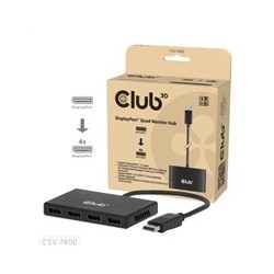 Club3D hub MST (Multi Stream Transport) DisplayPort 1.4 na 4x DisplayPort, Quad monitor, 4x 4K30Hz, 8K30Hz