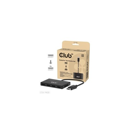 Club3D hub MST (Multi Stream Transport) DisplayPort 1.4 na 4x DisplayPort, Quad monitor, 4x 4K30Hz, 8K30Hz