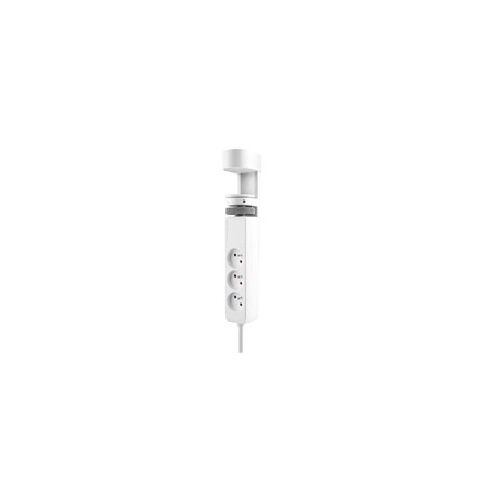 Solight 3z + USB A+C přenosné stolní zásuvky, 2m, bílá, USB rychlonabíječka 20W PD
