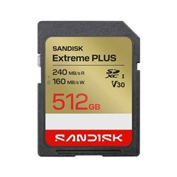 SanDisk SDXC karta 512GB Extreme PLUS (R240/W160 MB/s Class 10, UHS-I U3 V30)