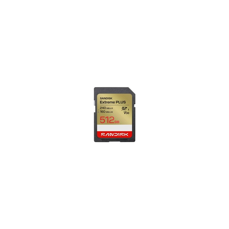SanDisk SDXC karta 512GB Extreme PLUS (R240/W160 MB/s Class 10, UHS-I U3 V30)