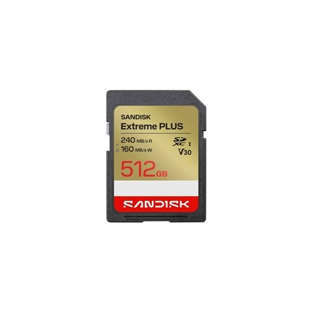 SanDisk SDXC karta 512GB Extreme PLUS (R240/W160 MB/s Class 10, UHS-I U3 V30)